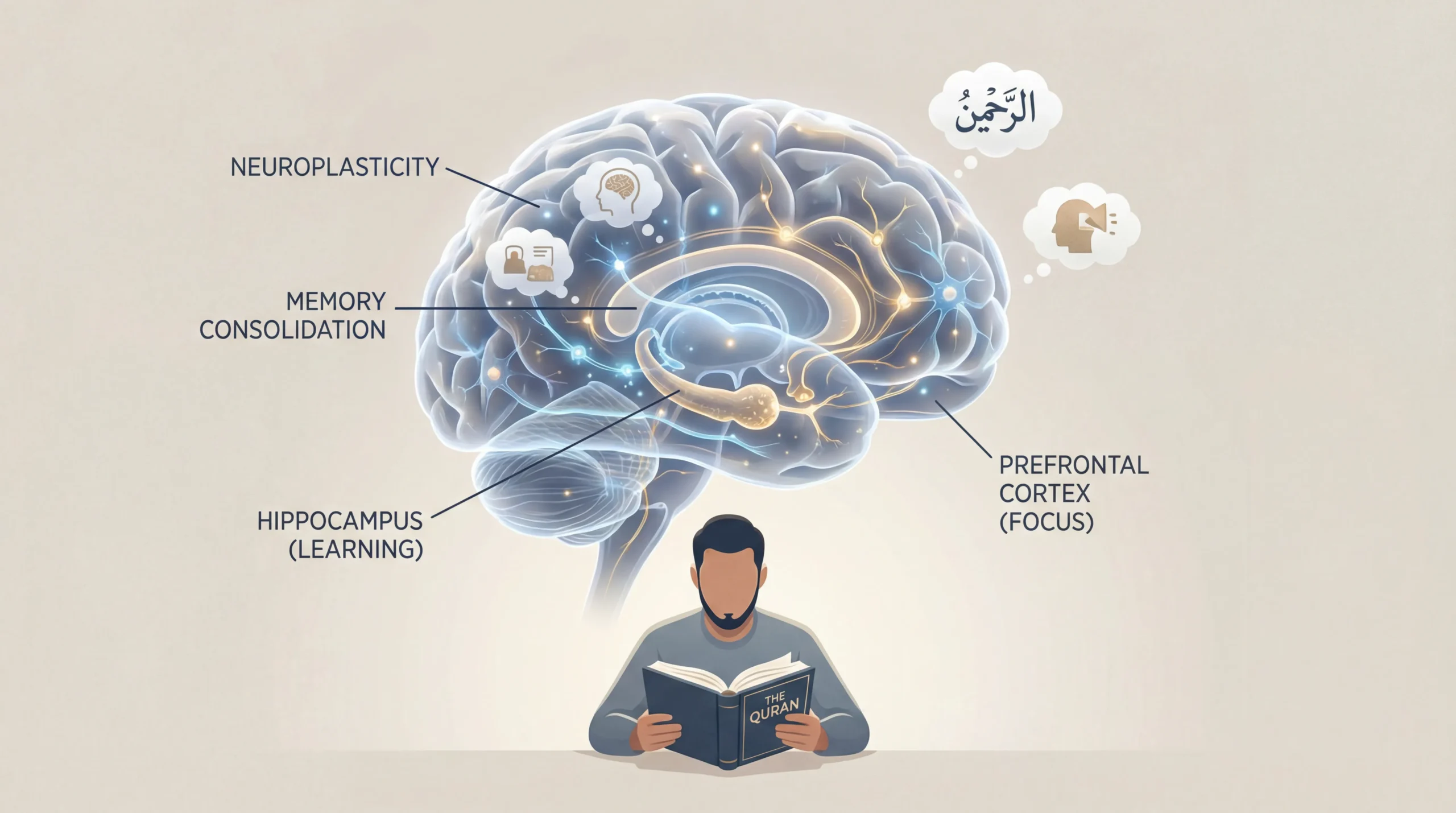 How to memorize Quran as an adult - adult brain neuroplasticity and memory formation illustration