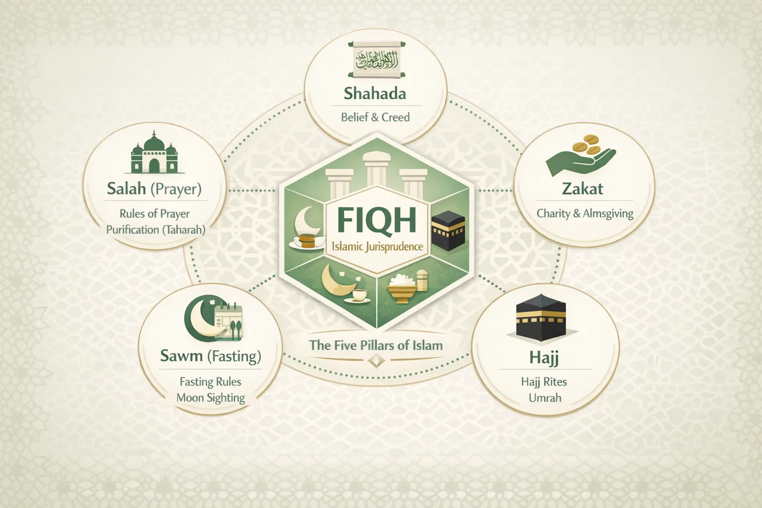 Fiqh Islamic jurisprudence course covering prayer, fasting, and worship rules in online Islamic studies programs for adults