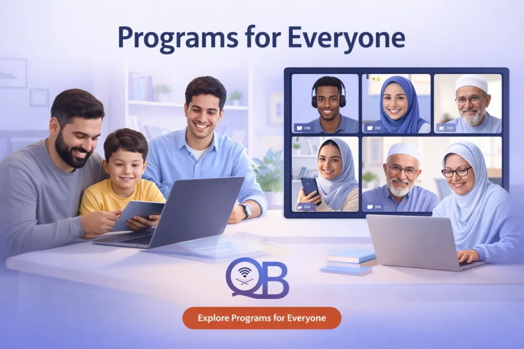 Students participating in Quran Book Programs for kids and adults online