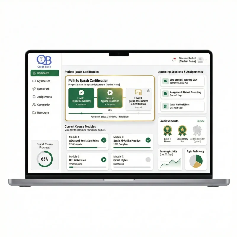Online Quran classes – technology-powered learning with Zoom, LMS dashboard, and progress reports