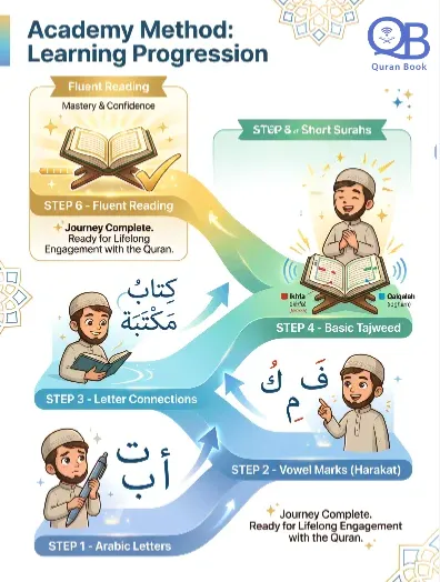 Step-by-step Quran reading method for Arabic reading for beginners