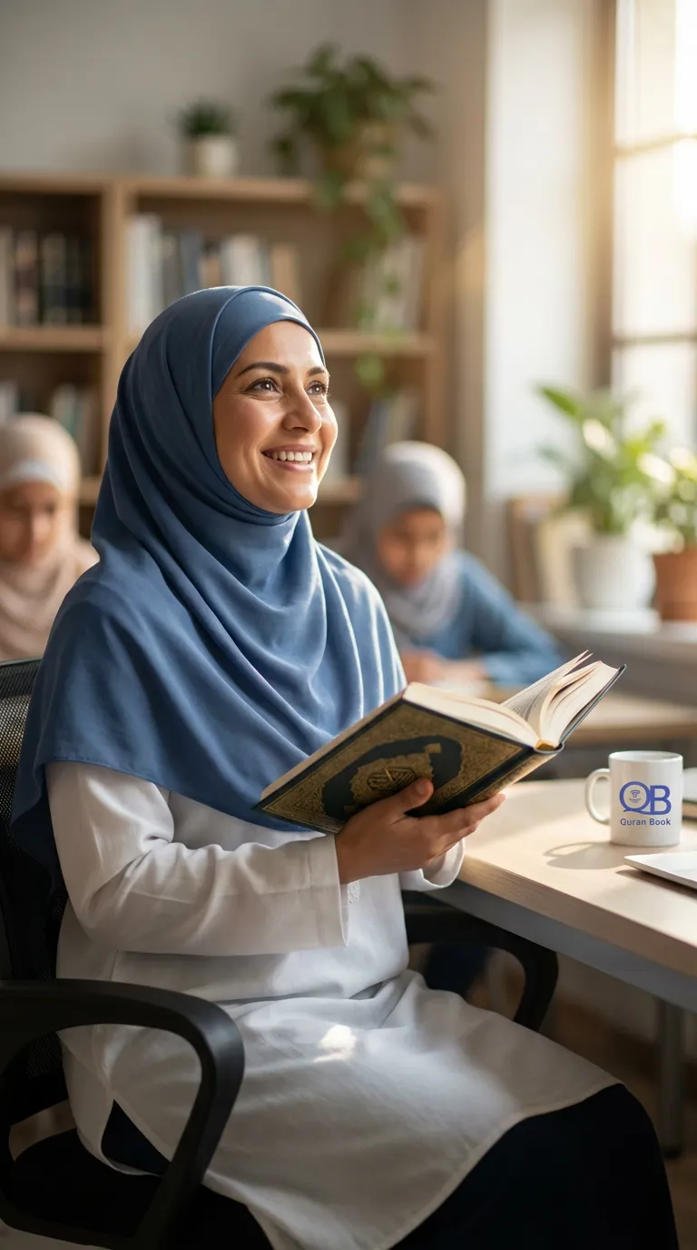 Adult Muslim student successfully learning Arabic skills - Quran Book Academy success story