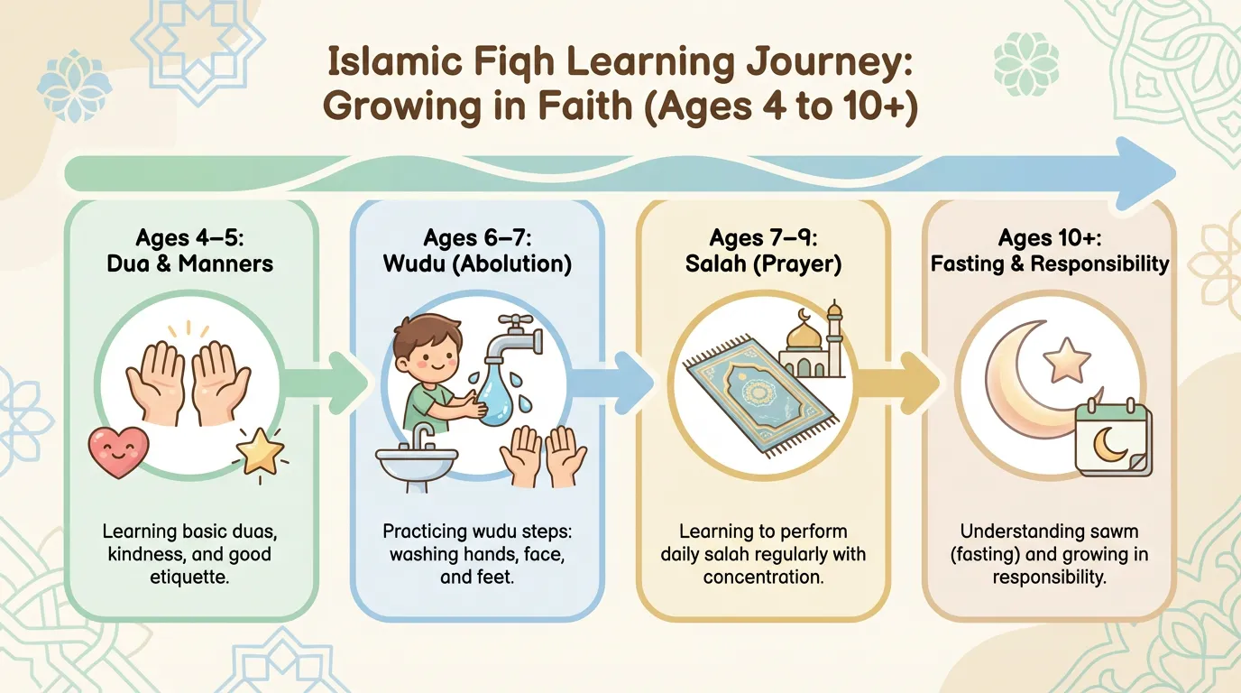 Age-by-age fiqh for kids learning milestones from ages 4 to 10 plus