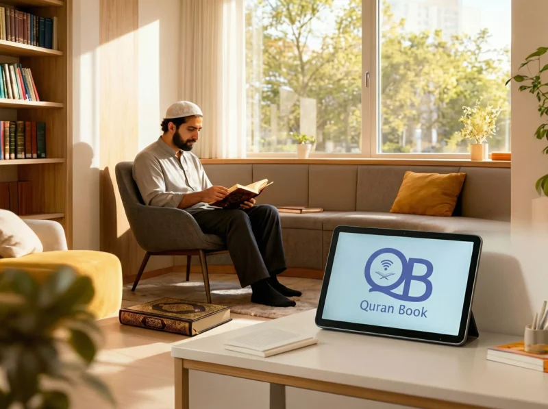 Adult students learning the Nour El Bayan method for beginner Quran reading in an online classroom.