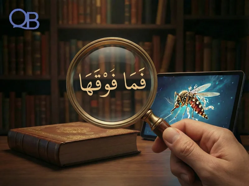 Mosquito in the Quran verse from Surah Al-Baqarah with Arabic calligraphy