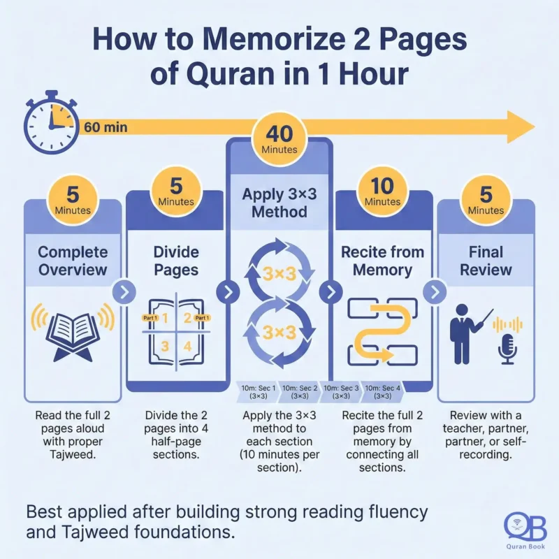 How to memorize the holy Quran easily – memorize 2 pages in 1 hour step by step